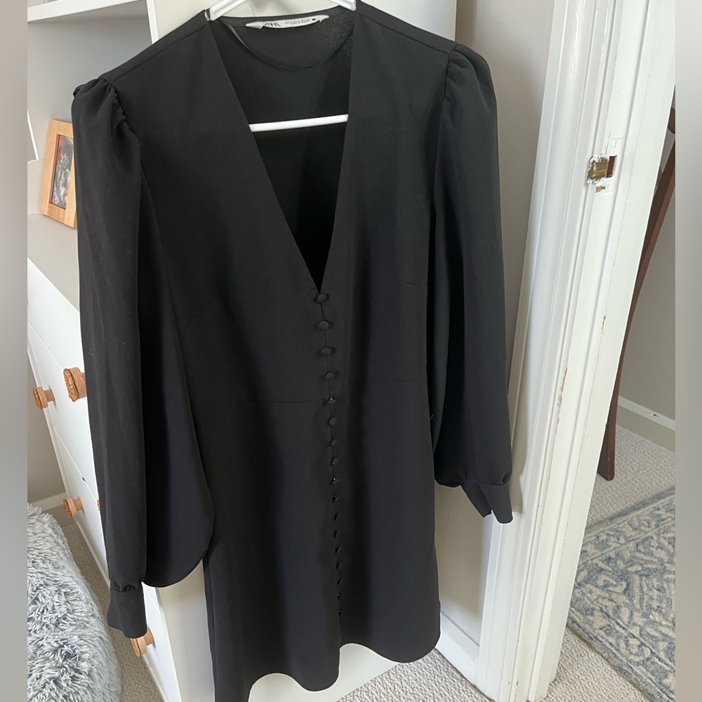 Zara Black Button-Down Dress